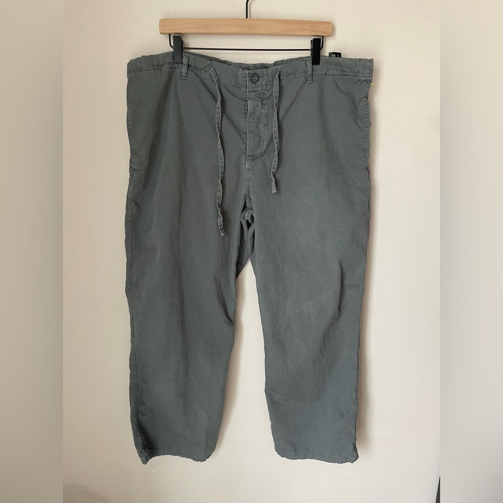Zara Linen Cotton Blend Gray Wide Leg Pants Size XL